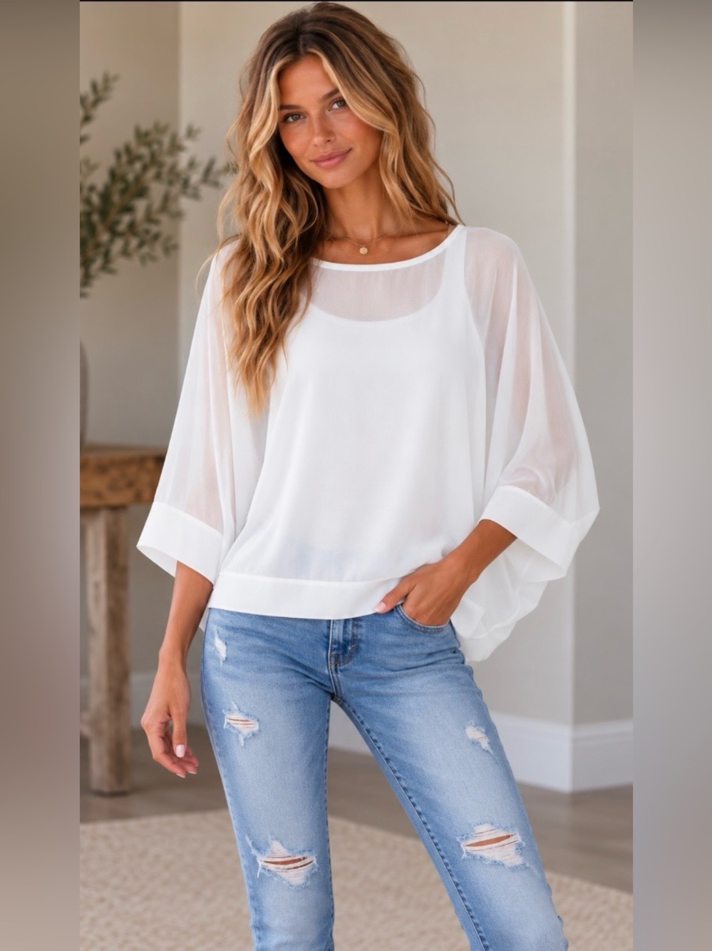 NWT Worthington Sheer Blouse with Built in Tank